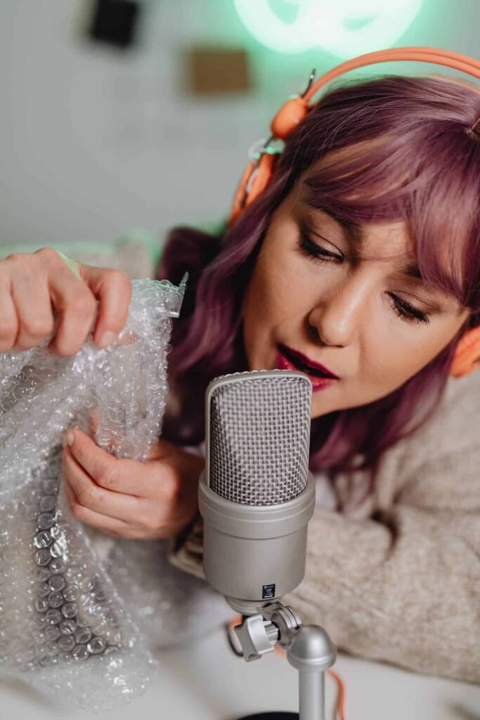 ASMRtist making sounds with bubble wrap